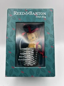 Reed & Barton Cat Kitten in Silver Plated Basket 2.5" Christmas Ornament, NIB - Picture 1 of 5