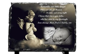 Personalised Photo Baby Memorial Rock Slate - Picture 1 of 10