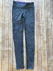 ivivva by Lululemon sz 10 striped athletic workout leggings GB25 - Picture 1 of 3