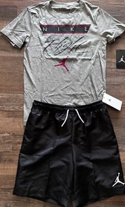 NWT Nike Jordan Boys YXL Black/Gray/Red FLIGHT Wind Shorts Set XL - Picture 1 of 3