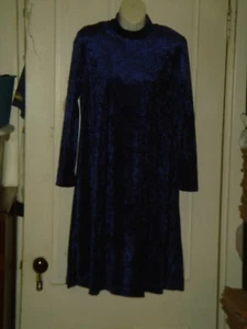 Vintage Tent Dress 1980s 1990s GOTH Royal Purple Crushed Velvet S M BUST=36 - Picture 1 of 4