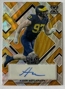 2022 Leaf Metal Draft AIDAN HUTCHINSON Autographs Wave Gold # 1/1 Michigan - Picture 1 of 2