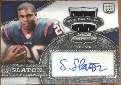 2008 Bowman Sterling Rookie Jersey Autograph Steve Slaton #154B Houston Texans - Image 1 of 2