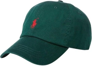 ¡NUEVO! POLO Ralph Lauren Hombre Clásico Algodón Chino Gorra de Baile-Colegio Verde/Rojo - Imagen 1 de 2