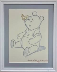 Disney "Pooh Bear Makes A Friend" Custom Framed Art Print Children Butterfly NEW - Picture 1 of 4