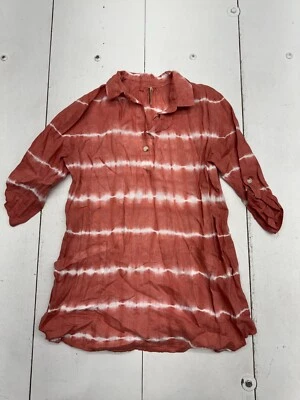 Camisa de manga larga a rayas rosa blanca para mujer talla pequeña XCVI Foto 1 de 4