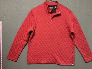 Chaps Ralph Lauren Quilted Pullover Sweatshirt Red 1/4 Snap Mock Neck Mens XL - Picture 1 of 8
