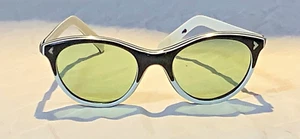 Vintage grüne Cat Eye Sonnenbrille schwarz ohne Sehstärke 50er Rockabilly 5-1/4 Glam - Bild 1 von 14