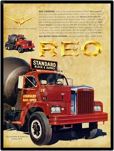 1963 REO Trucks New Metal Sign: Standard Block & Supply - Lansing, Michigan - Picture 1 of 1