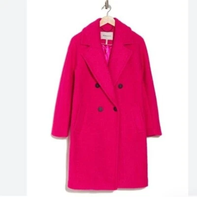NWT BCBGeneration Double Breasted Bouclé Long Coat Bright Pink SZ-3X - Image 1 of 4