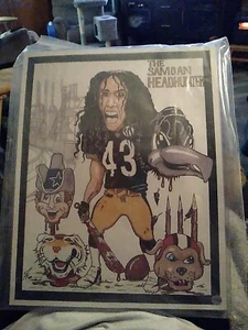 Vtg troy polamalu autograph By Artist The Samoan Headhunter Poster.(Great)! - Picture 1 of 12