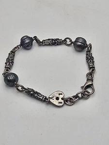 Alana Leigh Sterling Silver Pearl Love Floral Link Beaded Bracelet - Picture 1 of 12