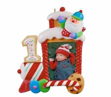 2012 Hallmark MY FIRST CHRISTMAS Train Locomotive PHOTO HOLDER Ornament BABY'S