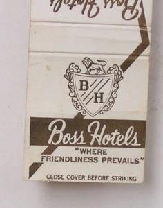 1960s Boss Hotels Where Friendliness Prevails Matchbook - Picture 1 of 1