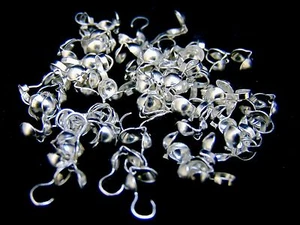 50 x 9mm Silver Plated Calottes Necklace End Tip Findings FREE UK P+P B167 - Picture 1 of 2