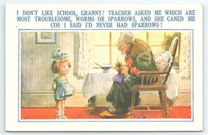 Postcard I Don't Like School Granny, Got Caned Little Girl to Grandma D. Tempest - Picture 1 of 2