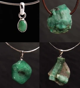 Colgante único de piedras preciosas con esmeralda para cadena y correa de cuero tesoro de piedra - Imagen 1 de 32