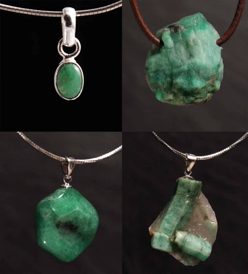 Unikat Edelstein Anhänger mit Smaragd für Kette und Lederband Steinschatz - Bild 1 von 1