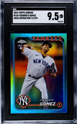 2024 Topps Chrome #160 Yoendrys Gomez Aqua Ref. RC /199 SGC 9.5 - Image 1 of 2