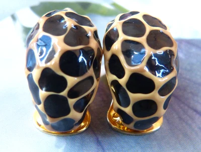 Pendientes Kenneth Jay Lane (KJL) Firmados Años 80 Estampado Animal Clip-on Medio Aro Foto 1 de 4