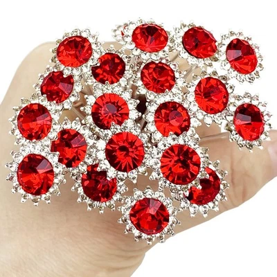 20 PCS Red Crystal Sunflower Rhinestone U-Shaped Wedding Hair Pins for Bride - Image 1 of 4