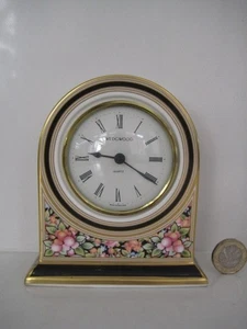 1992 WEDGWOOD BONE CHINA "CLIO" MANTLE DESK TOP DOME CLOCK 4 5/8" TALL - Picture 1 of 14