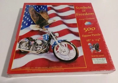 Symbols of Freedom Motorcycle Eagle 500 Piece Jigsaw Puzzle by SunsOut Inc. New. - Image 1 of 3