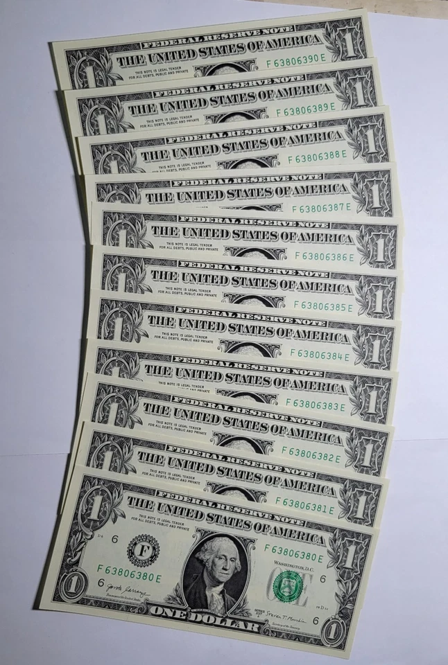2017 Atlanta Fed Res $1 RADAR Bank Note Serial #63806380 + 10 Consec ~ GEM UNC ~ - Image 1 of 4
