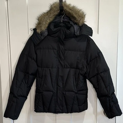 Abrigo acolchado de plumón de ganso Sierra Designs capucha extraíble y piel sintética talla S Gorpcore Foto 1 de 4