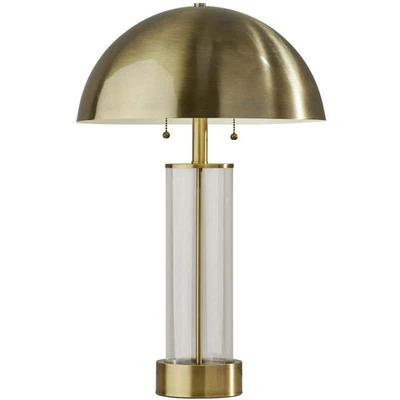 Adesso 3054-21 Troy Table Lamp Antique Brass and Clear Glass - Image 1 of 4