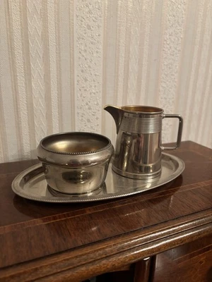 WMF Tablett Zucker und Milch, Art Déco Stil, Straußenmarke - Bild 1 von 2