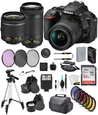 Nikon D5600 DSLR Camera w/ 18-55mm Lens + 70-300mm Lens Bundle - Image 1 of 4