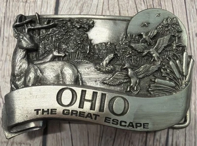 Bergamot Brass Works OHIO The Great Escape Belt Buckle Dated 1984 USA - Image 1 of 4