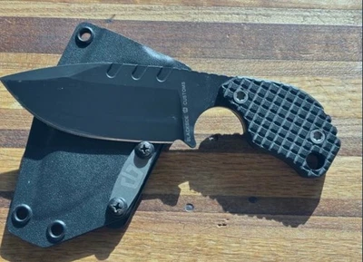 Blackside Customs / Strider SLCC Drop Point -Black FRAG Pattern Fixed BLADE - Image 1 of 3