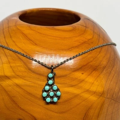 Collar Racimo Turquesa Vintage Southwestern Bell Trading Era Fred Harvey Foto 1 de 3