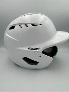 Marucci White Batting Helmet with Jaw Guard 7 1/8-7 1/2 EUC With Green Accents - Picture 1 of 6