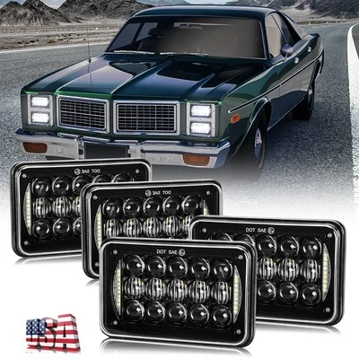 Faro LED de 4x6" aprobado por el DOT para Dodge Monaco 1977 1978 1979 con HI-LO DRL Foto 1 de 4