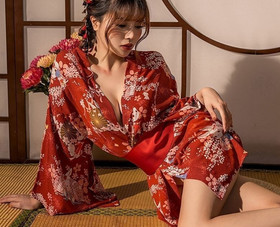 Women's Sexy Floral Kimono Nighties Robe Gown Lingerie Yukata Sleepwear Costume