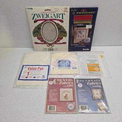 Lot of 7 Fabrics And Cross Stitch Fabrics - Image 1 of 4