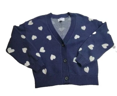 Suéter Cárdigan Azul y Blanco Corazones Antiguo Azul Marino Niña Talla L (10-12) (36x17.5) Foto 1 de 4