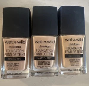 3~Wet N Wild Photo Focus Foundation ~ Beige Mixed Lot~New - Picture 1 of 3
