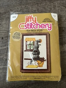Kit crewel vintage Jiffy Stitchery Sunset Designs ""Estufa de vientre"" #387 NUEVO - Imagen 1 de 2
