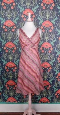 Vestido Vintage Años 90 Y2K Rosa Punto Llama Ajuste Acampanado Cintura Imperio Grunge Cambio XS Foto 1 de 4