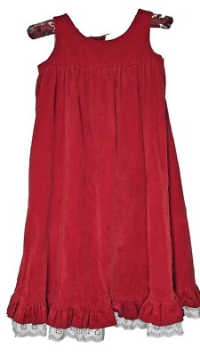 Vestido vintage hecho a mano de terciopelo rojo sin mangas para niñas talla 7-8 Foto 1 de 2