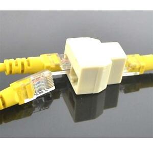 1 to 2 Ethernet Network LAN Cable Splitter Connector Adapter Extender Plug RJ45