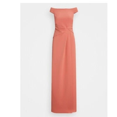 NWT Lauren Ralph Lauren CREPE OFF THE SHOULDER GOWN pink mahogany 14 - Image 1 of 4