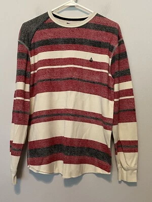 VOLCOM Thermal Waffle Knit Red/White/Black Long Slv Shirt Men's Size M - Image 1 of 4
