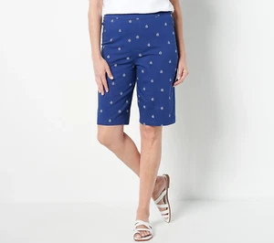 Isaac Mizrahi Live! Bermuda pantaloncino ricamato Royal Navy 2 nuovo - Foto 1 di 1