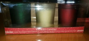 New 3 sets of 3 2012 Yankee Candle Christmas SamplersWith Glass Holder - Picture 1 of 7