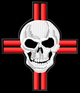 Toppa ricamata termoadesiva per gli appassionati di moto Skull double cross - Foto 1 di 1